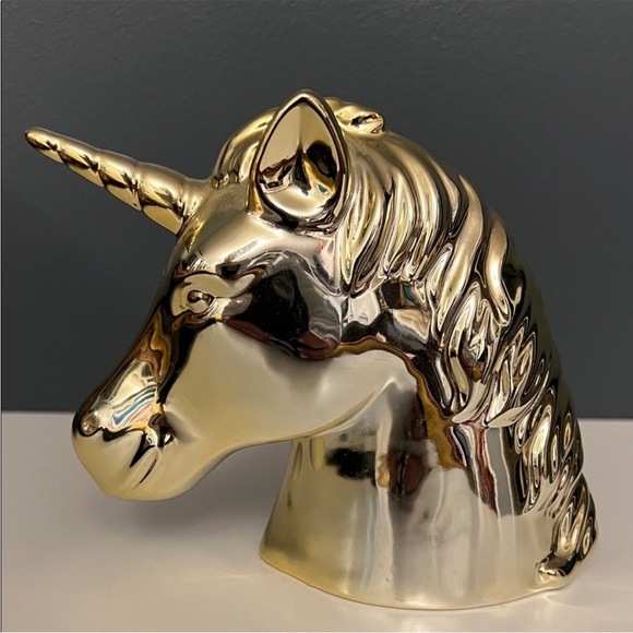 Unbranded Gold Unicorn Head Piggy Bank - Picture 2 of 9
